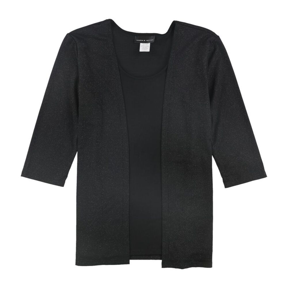 Lauren M. Petites Womens Mixed Media Shell Blouse, NWT